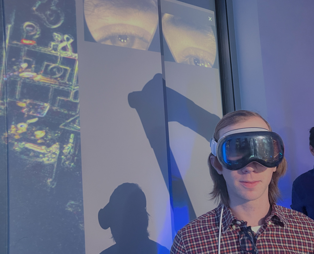 A visitor experiencing diminished reality at the MIT Museum